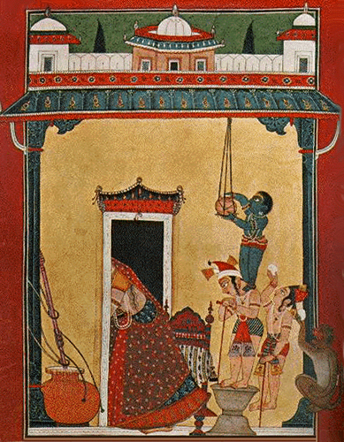 Krixna infant robant el contingut del handi