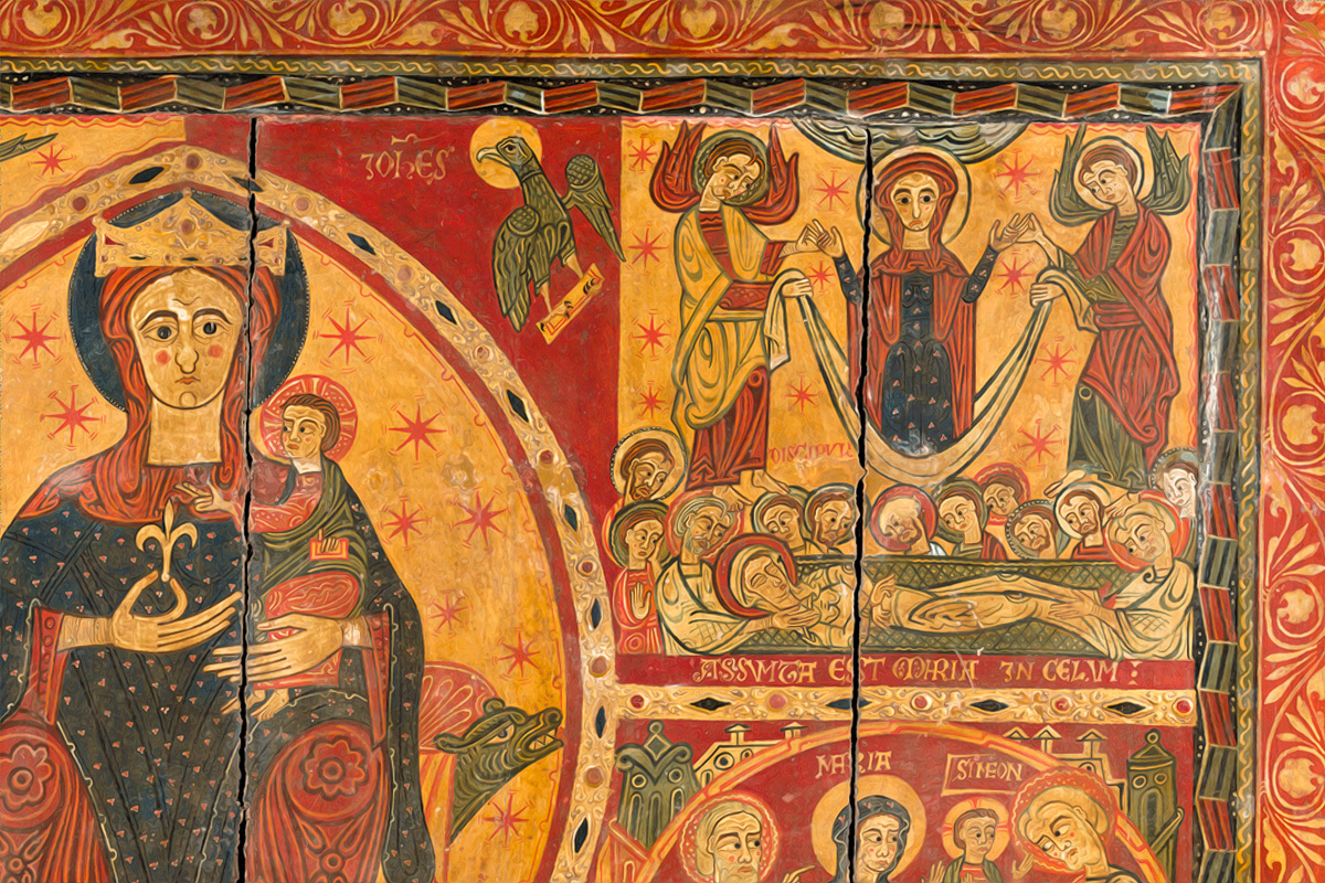 Detall del frontal d'altar de la Mare de Déu del Coll (Osor). Tallers de Vic. Darrer quart del segle XII. Museu d'Art Medieval de Vic