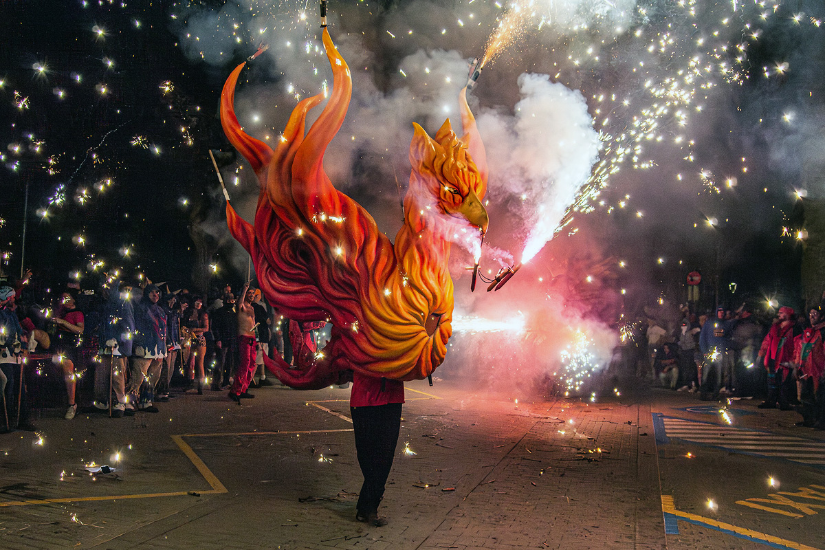 El Fènix durant el correfoc. Foto: Albert Andreu
