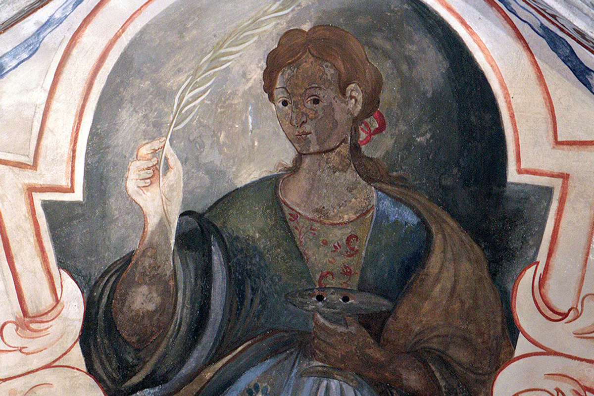 Pintura de Santa Llúcia al sostre de l'ermita de Santa Caterina de Torroella de Montgrí