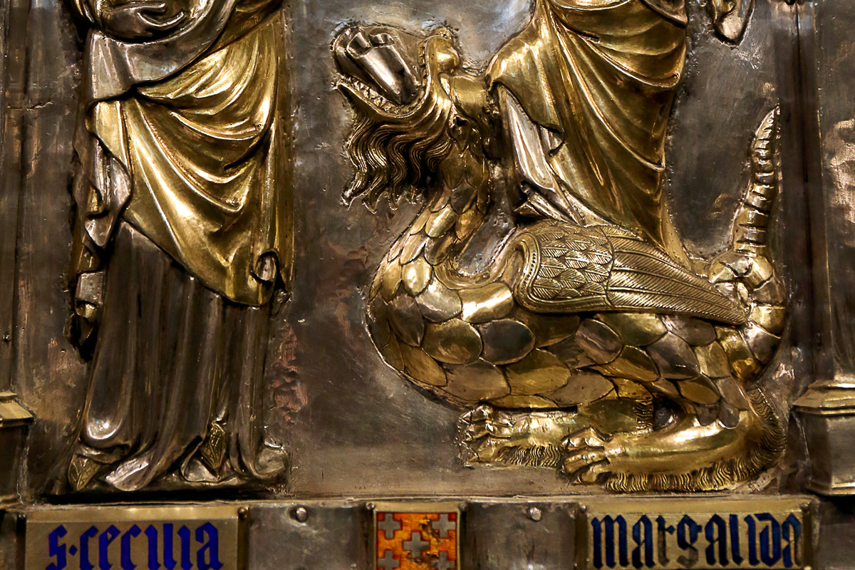 Detall del drac de Santa Margarida a la Catedral de Girona. Foto: Manel Carrera