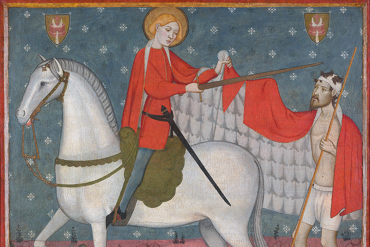 Sant Martí i el captaire. Pintura de Jaume i Pere Serra (1375-85)