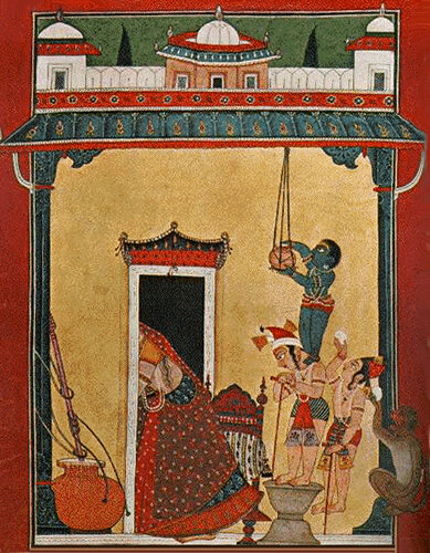 Krixna infant robant el contingut del handi