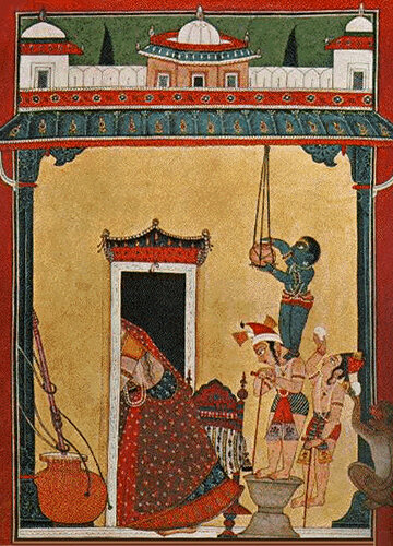 Krixna infant robant el contingut del handi