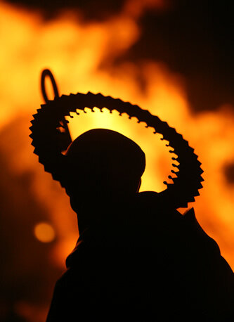 La imatge del sant amb les flames davant