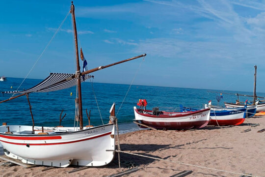 Barques a punt d'entrar a l'aigua