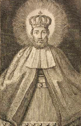 Aiguafort representant el reliquiari de bust de Sant Galderic conservat a la catedral de Perpinyà (1