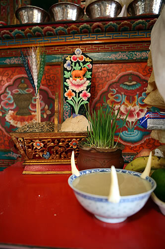 Altar casolà tibetà, amb un desmai verd
