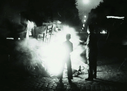 Una foguera cremant emmig de la nit