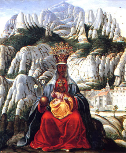 Mare de Déu de Montserrat amb la corona mexicana. Pintura del segle XVII
