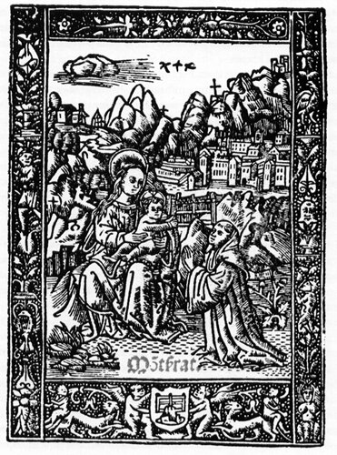 Xilografia amb el Nen serrant la muntanya. Johannes Rosendbach, 1521