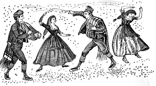 Il·lustració del ball de confits de Figueres extreta del Costumari Català de Joan Amades