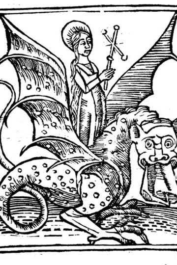 Xilografia de Santa Margarita al Flors Sactorum. Biblioteca de Catalunya