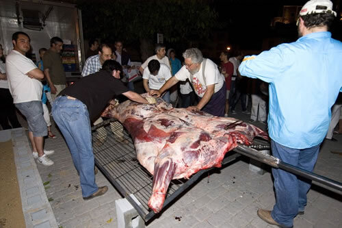 Posant la vaca a la graella