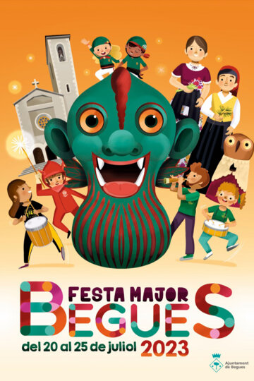 Il·lustració amb els elements de la festa. Cartell Festa Major 2023