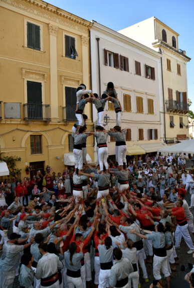 Actuació dels castellers de l'Alguer. Foto: Angelo Manunta