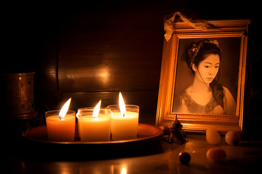 Espelma davant la fotografia d'un difunt