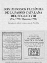 Dos impresos facsímils de la passió catalana del segle XVIII (Vic, 1773 i Manresa, 1798)