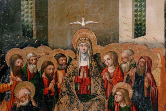 Pintura de Pentecosta del Mestre de Xàtiva, cap al 1500 (Foto: Museu Nacional d'Art de Catalunya)