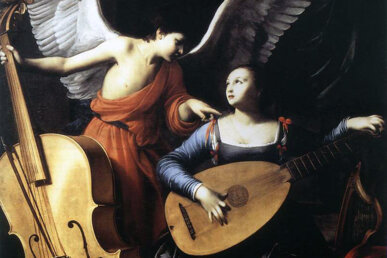 Santa Cecília i l'àngel, pintura de Carlo Saraceni