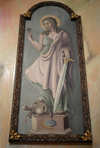 Pintura de Santa Margarida a Es migjorn Gran (Menorca). Foto: Manel Carrera
