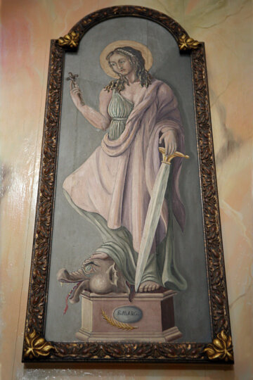 Pintura de Santa Margarida a Es migjorn Gran (Menorca). Foto: Manel Carrera