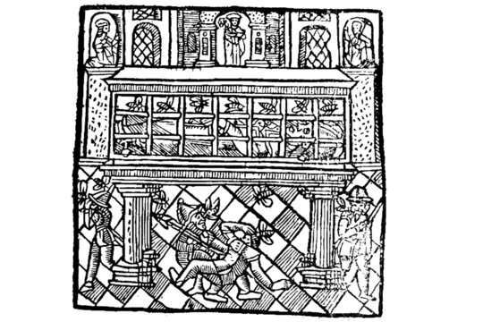 Xilografia antiga del sepulcre de Sant Narcís