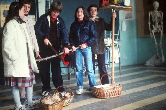Foto antiga del nens i nenes després de la capta