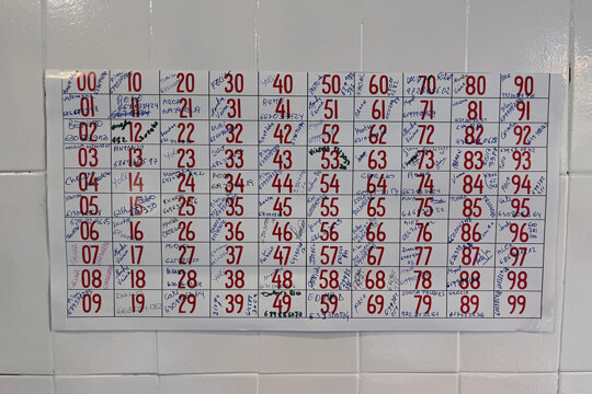 Números d'una loteria popular en una fleca